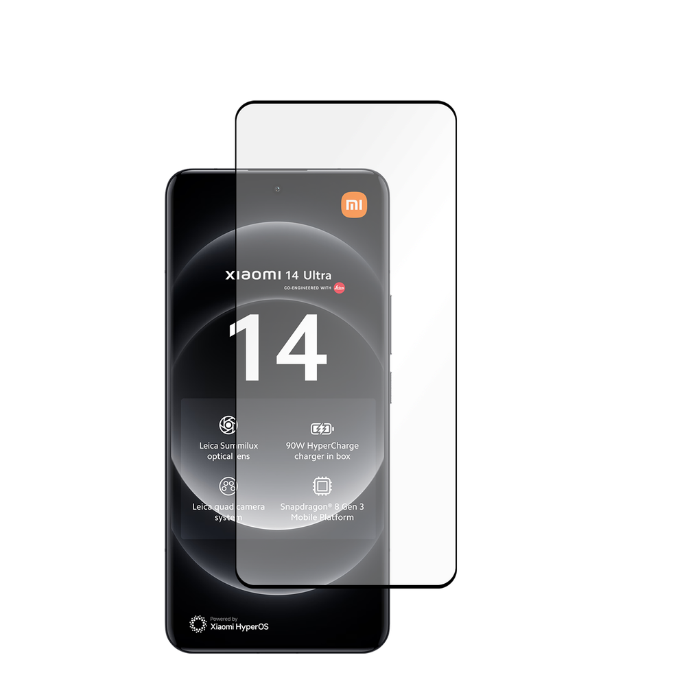 Xiaomi 14 Ultra Screenprotector Full Cover Gehard Glas - Zwart