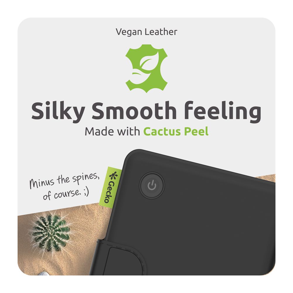 Gecko Covers cactusleren hoes voor Kobo Libra Colour / Tolino Vision Color – zwart