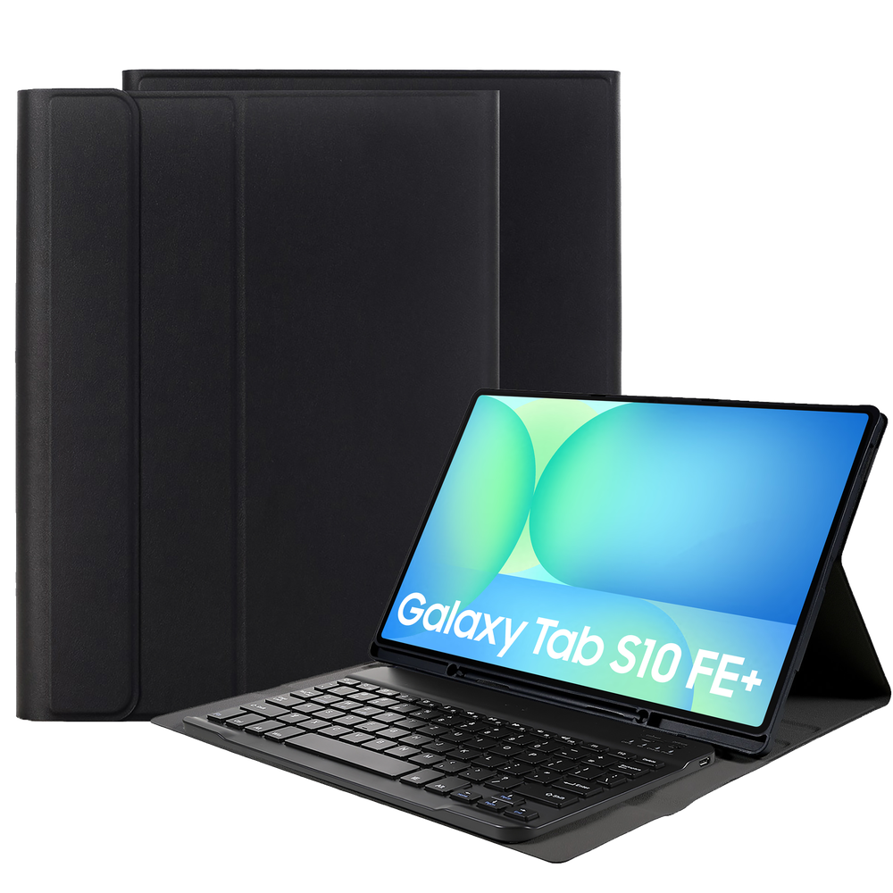 Samsung Galaxy Tab S10 FE+ Hoesje met QWERTZ Toetsenbord - Zwart
