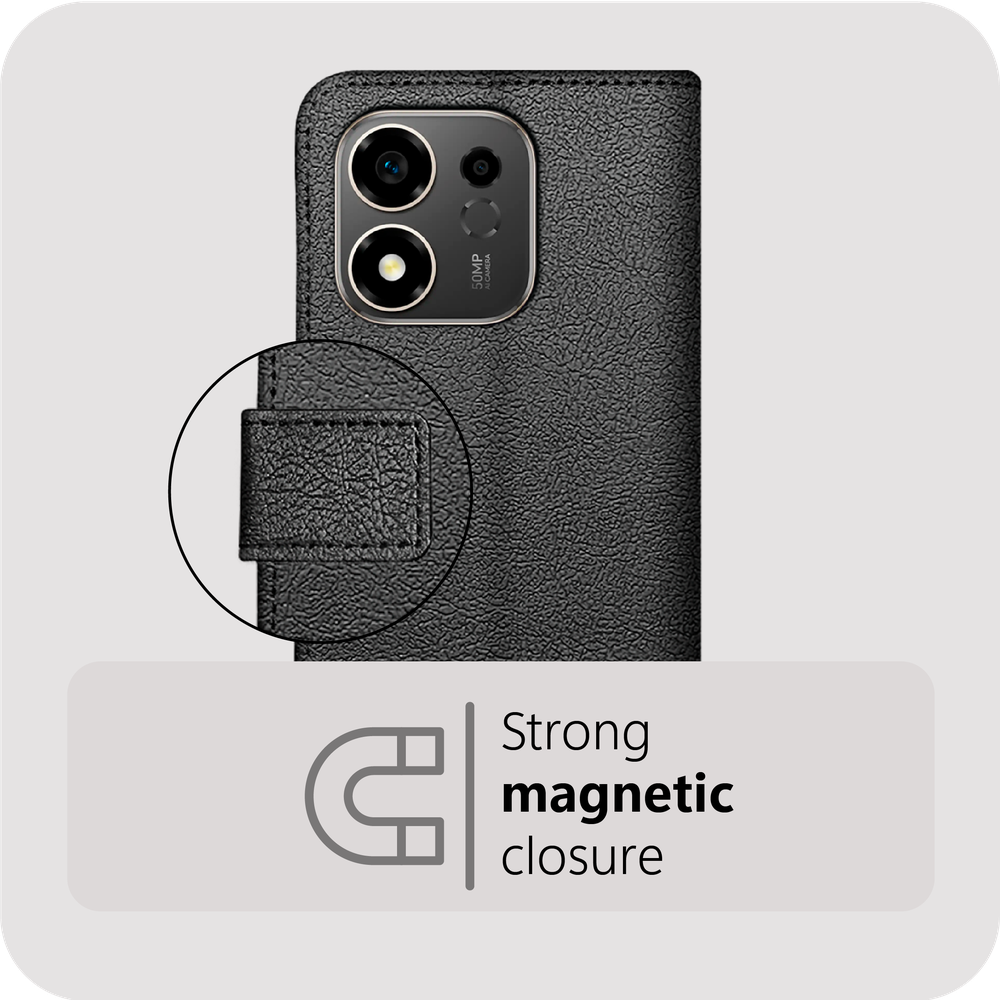 Classic Wallet Case - Honor 600 Smart - PU leather Book Case - Black