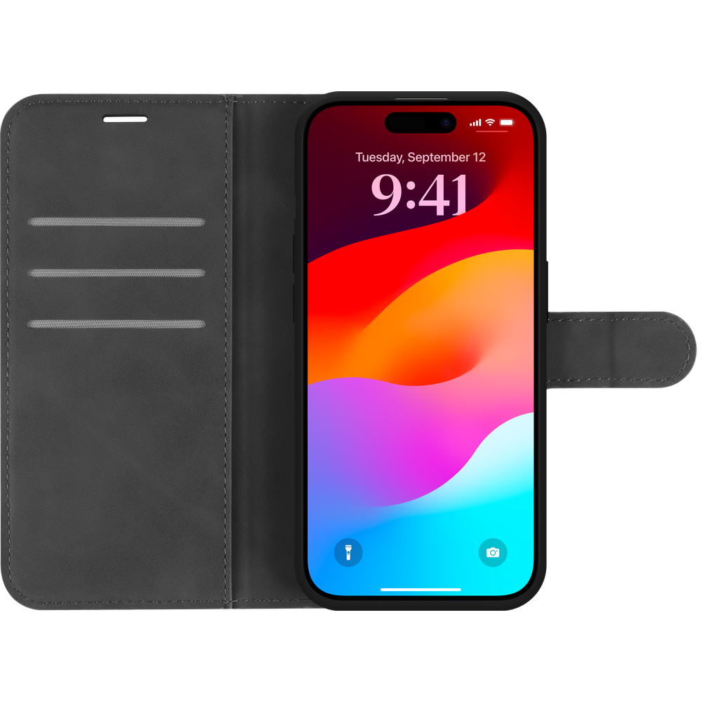 iPhone 15 Pro Wallet Hoesje - Zwart