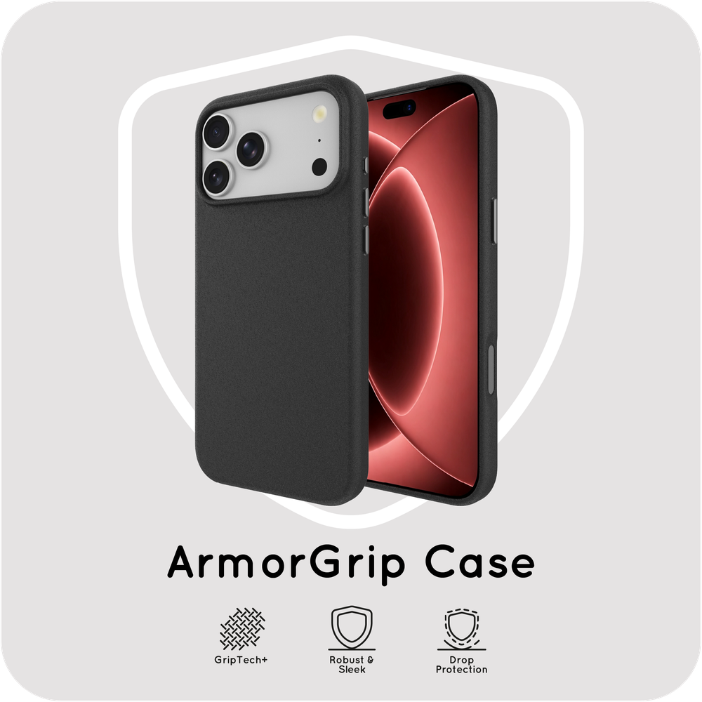 ArmorGrip Case - iPhone 18 Pro / 17 Pro - Grainy Back Cover - (compatible with MagSafe) - Black