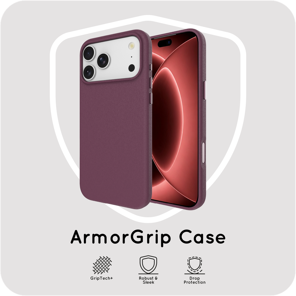 ArmorGrip Case - iPhone 18 Pro Max / 17 Pro Max - Grainy Back Cover - (compatible with MagSafe) - Dark Cherry