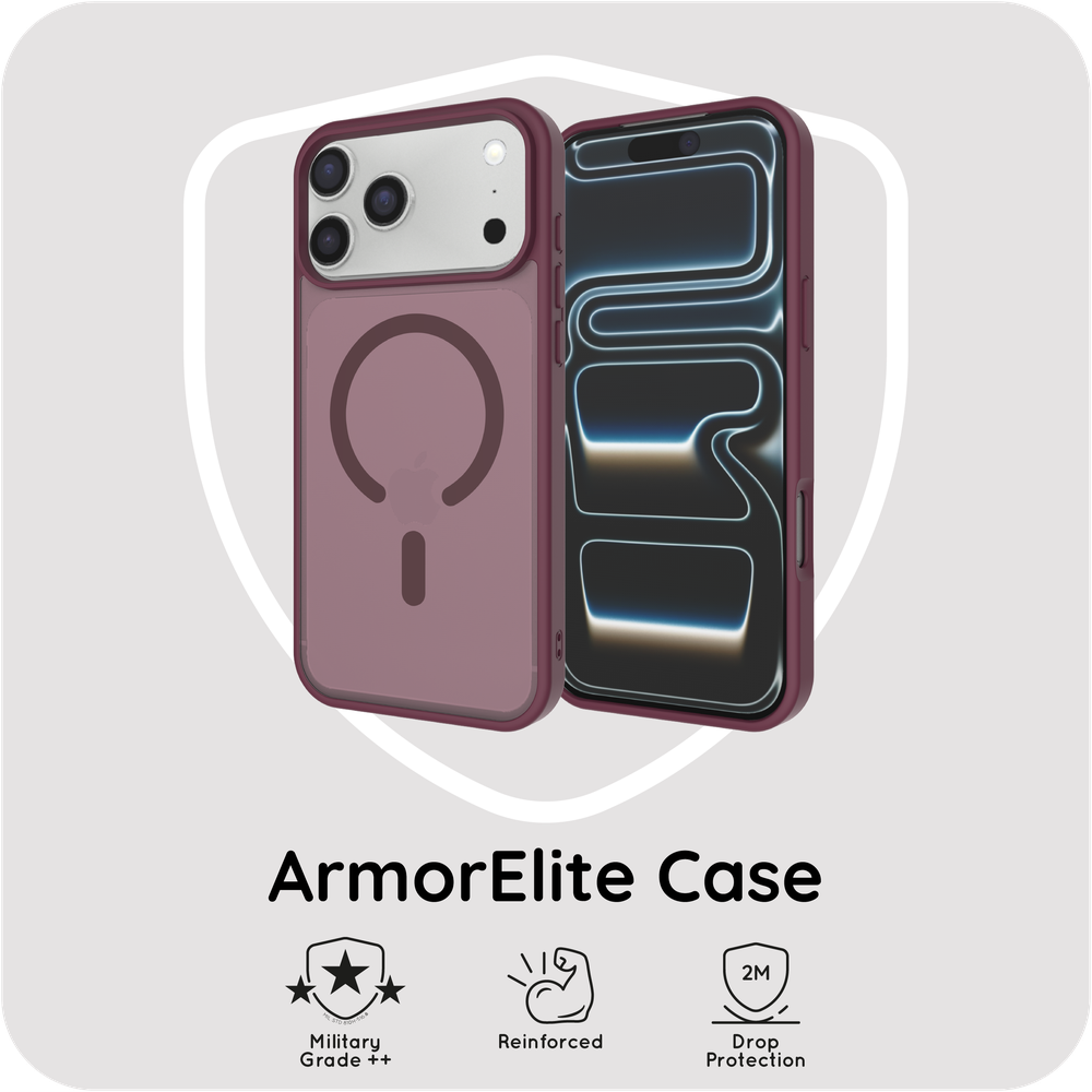 ArmorElite Case - iPhone 18 Pro Max / 17 Pro Max - Military Grade Back Cover - (compatible with MagSafe) - Dark Cherry