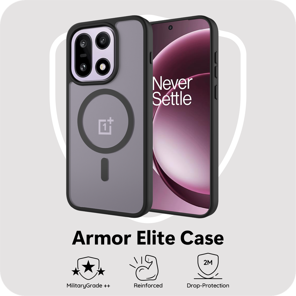 OnePlus 15 Armor Hoesje MagSafe Militaire Bescherming - Zwart