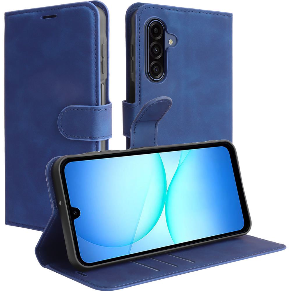 PrimeWallet Case - Samsung Galaxy A17 - PU leather Wallet Case - Blauw