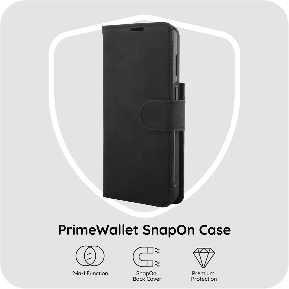 PrimeWallet SnapOn Case - Samsung Galaxy A27 - Detachable PU leather Wallet Case - (compatible with MagSafe) - Zwart