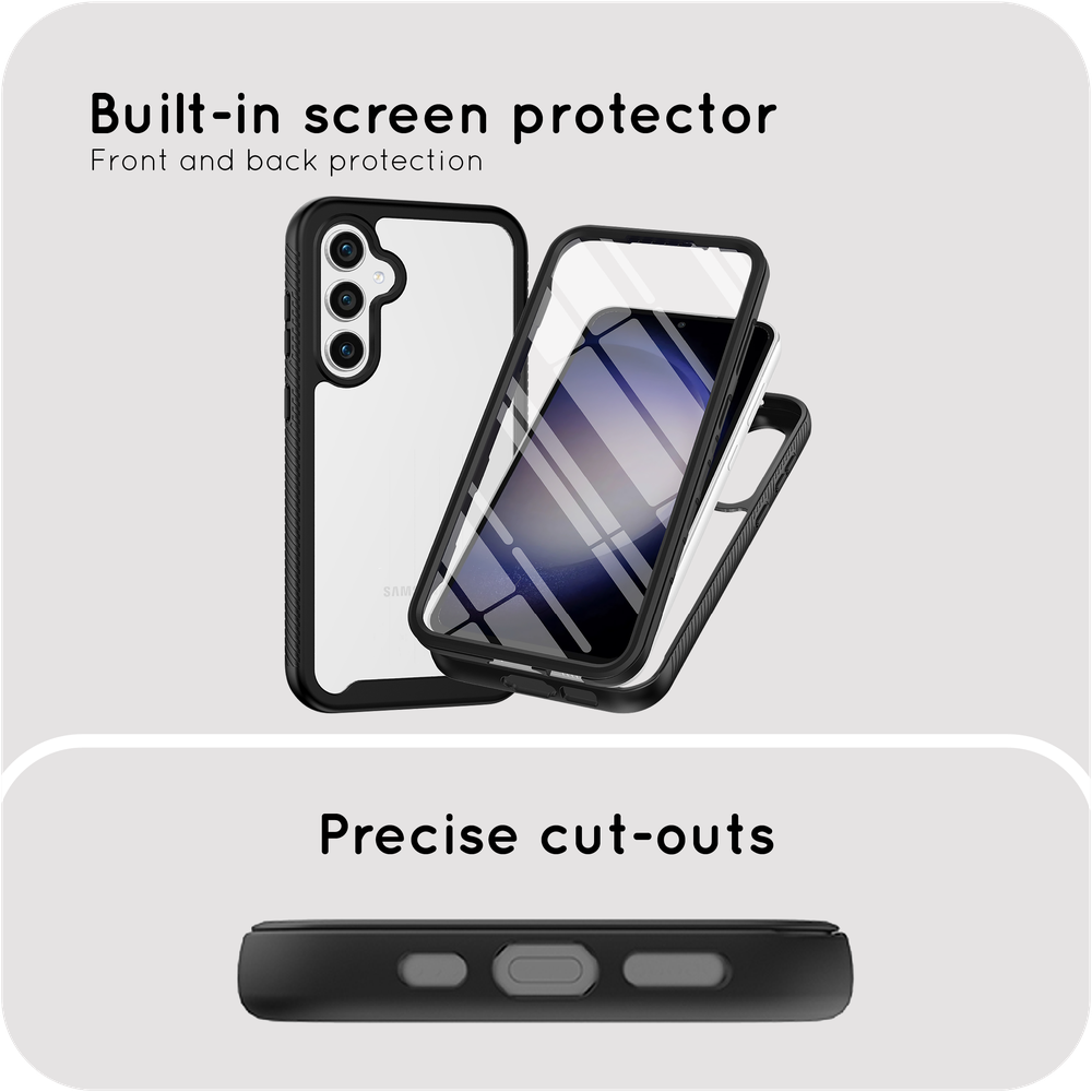 360 Defense Case - Samsung Galaxy A57 Hoesje - Full Body Protection with Built-in Screenprotector - Zwart