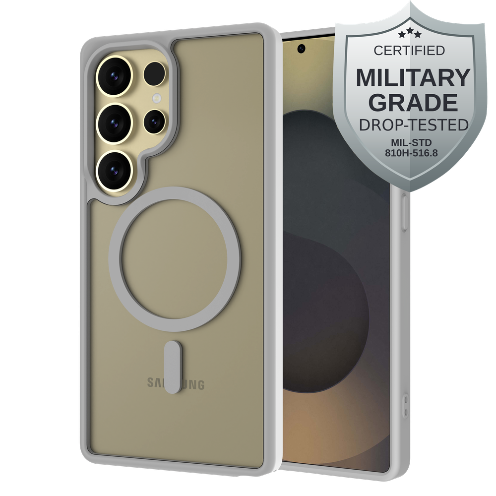 Samsung Galaxy S25 Ultra Back Cover MagSafe Militaire Bescherming - Grijs