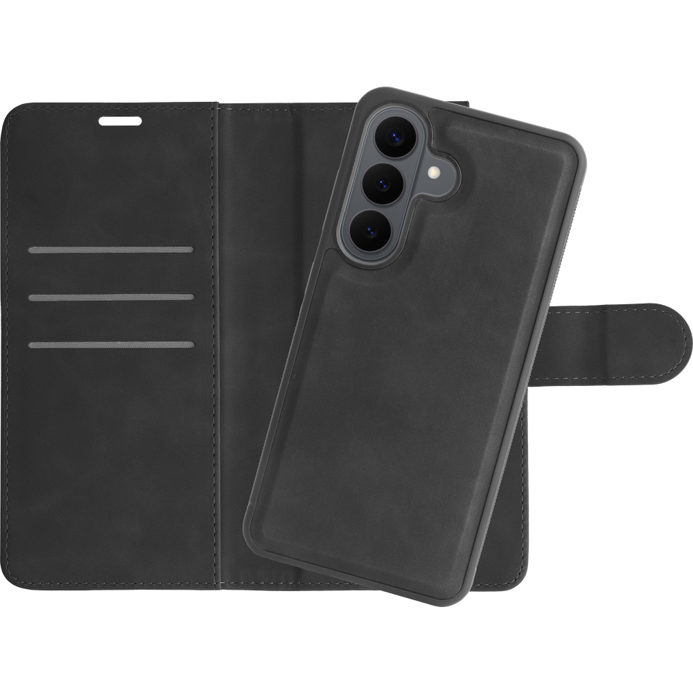 PrimeWallet SnapOn Case - Samsung Galaxy S26 Plus - Detachable PU leather Wallet Case - (compatible with MagSafe) - Zwart