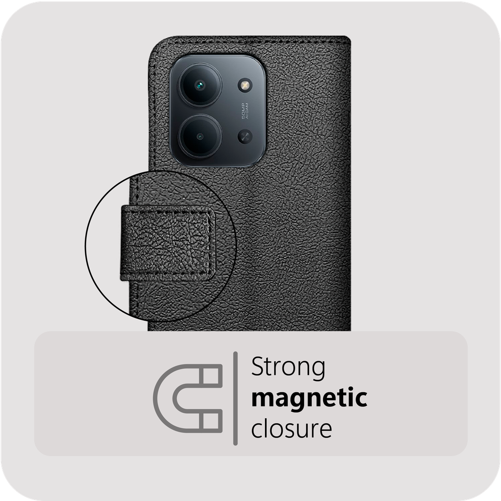 Classic Wallet Case - Xiaomi Poco C85 - PU leather Book Case - Zwart
