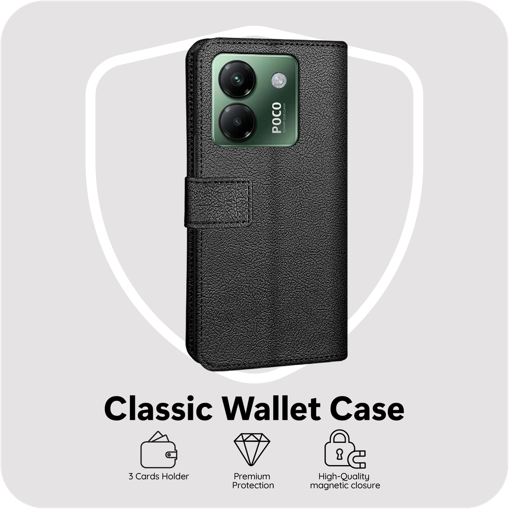 Just in Case Classic Wallet Case voor Xiaomi Poco M7 Pro – zwart