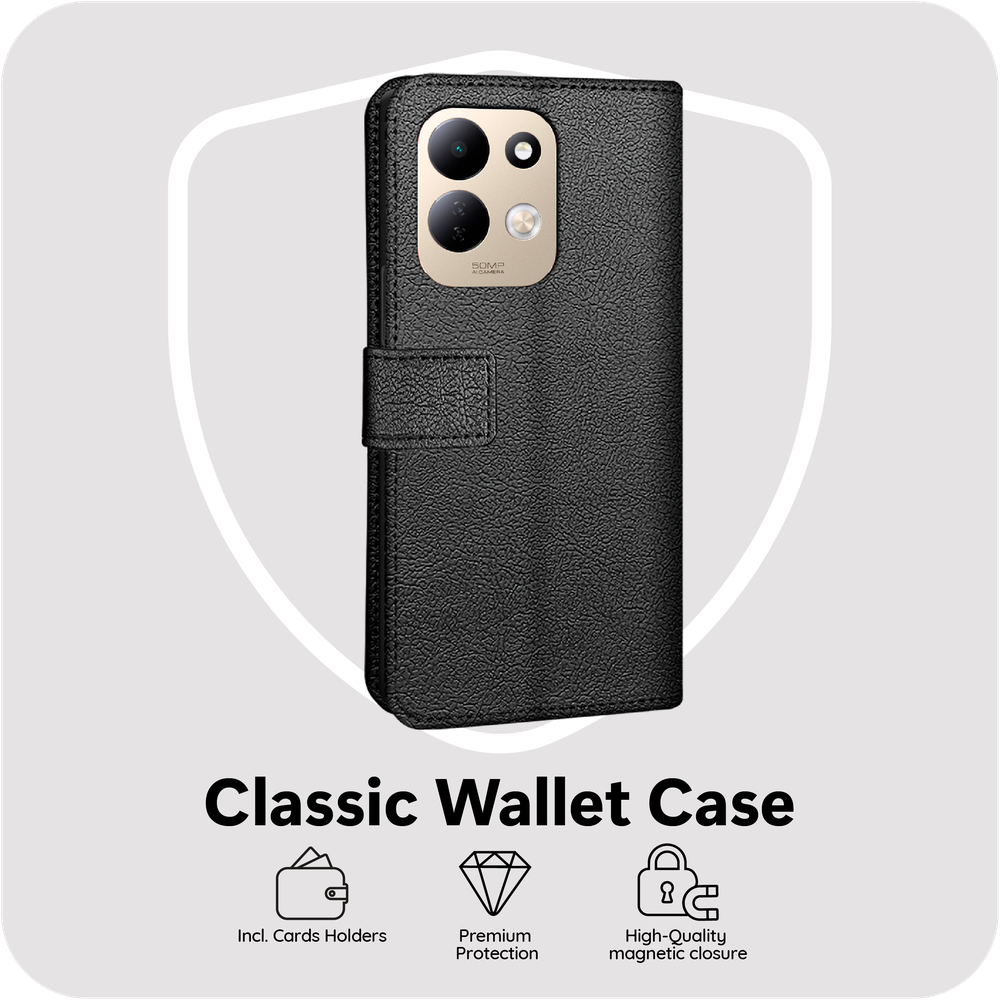 Classic Wallet Case - XiaomI Redmi 17 - PU leather Book Case - Black