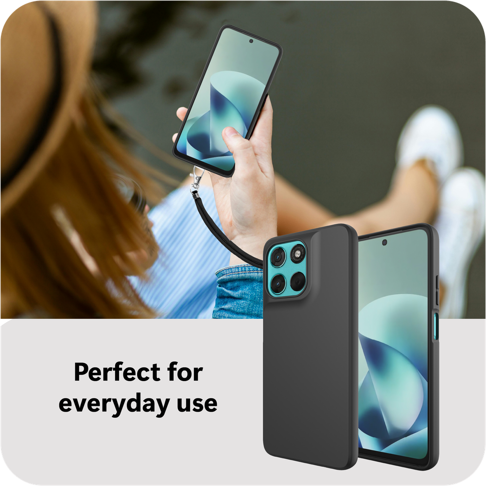 Lanyard Case - Motorola Moto G57 / G57 Power / G67 Power - Soft TPU Protective Cover with Necklace - Zwart