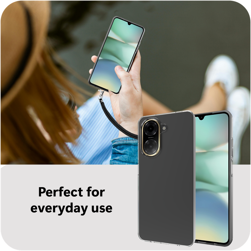 Just in Case hoesje met koord voor Xiaomi Redmi A5 – transparant