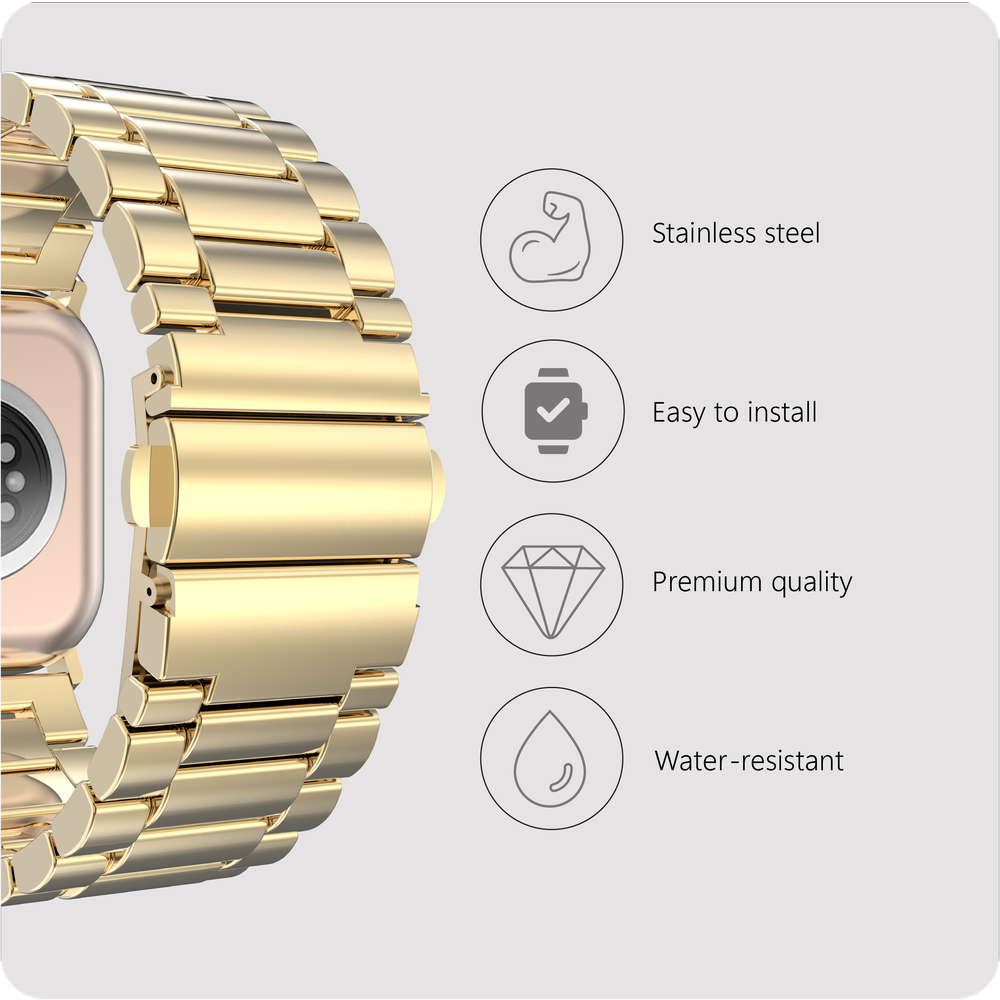 PrimeSteel Strap - Apple Watch (44/45/46/49mm) - Goud