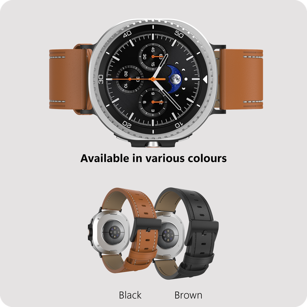 Timeless Leather Strap - Galaxy Watch8 / Watch8 Classic - Zwart