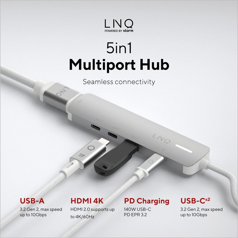 LINQ 5in1 Pro USB-C 10Gbps Multiport Hub with 4K HDMI