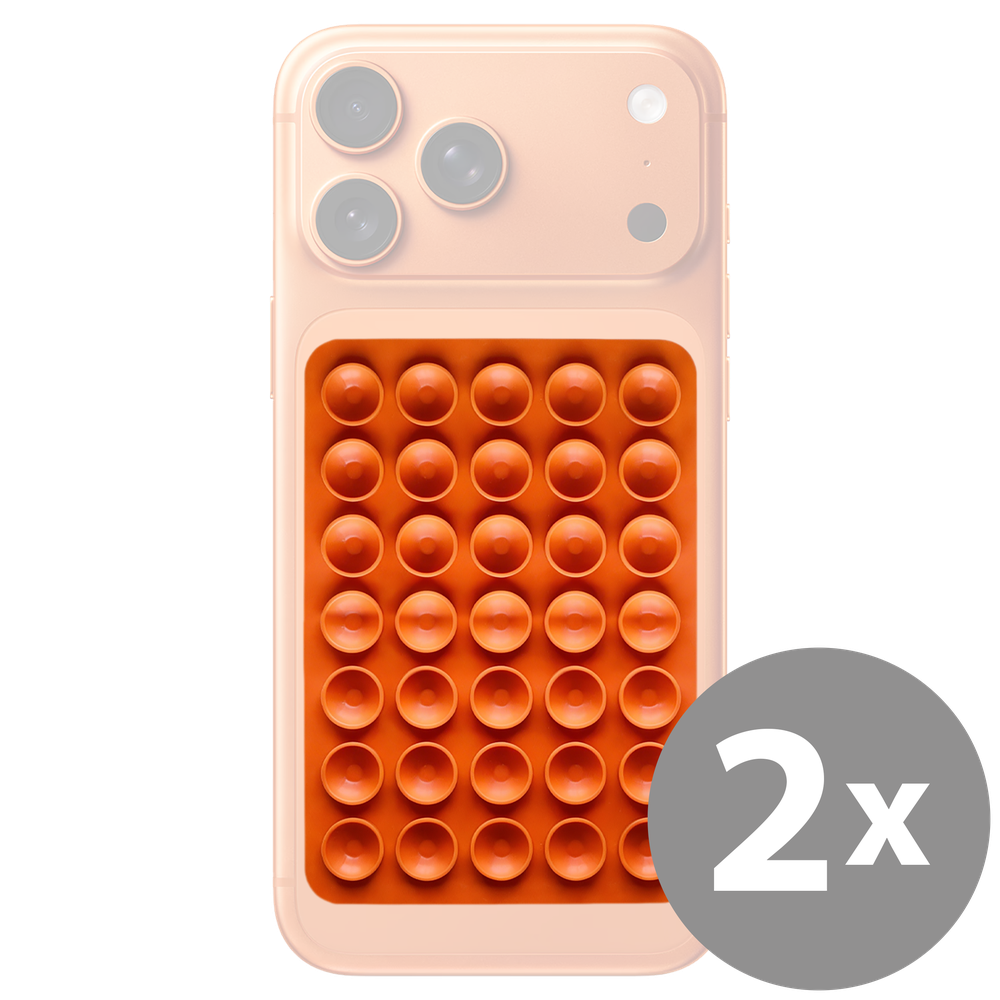 Silicone Suction Cup Phone Holder - Universal Fit - Oranje - 2-Pack