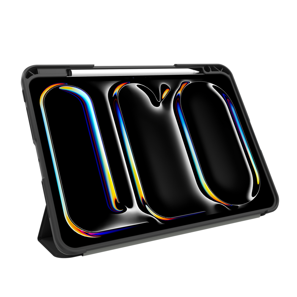 iPad Pro 11 (M5 2025 / M4 2024) Trifold Hoesje Militaire Bescherming - Zwart