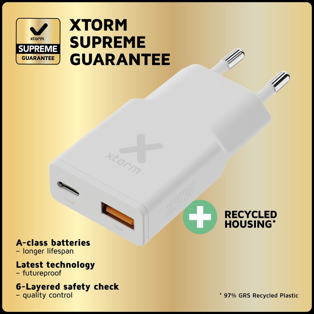 Xtorm 25W Go2 SlimLine Charger - Wit - XG2SL025